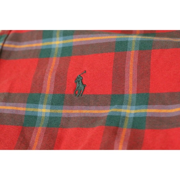 Ralph Lauren Mens Shirt Classic Fit Size XL Button Front Red Plaid Logo Cotton - Picture 6 of 7